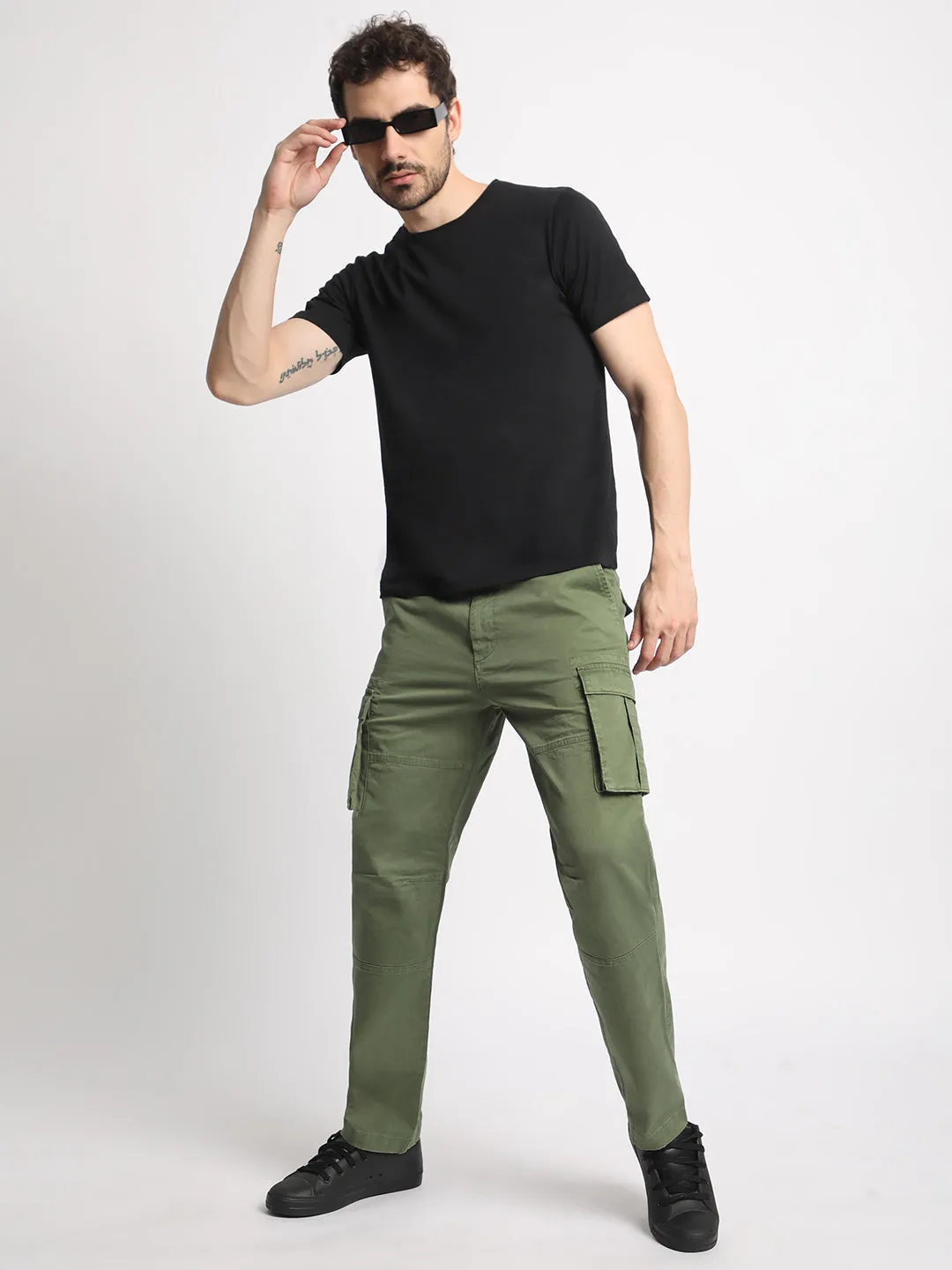 Men Relaxed Mild Green Trousers