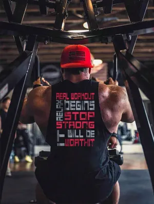 Men Slogan Graphic Sports Tank Top