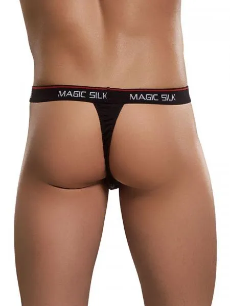 Men's 100% Silk Knit Micro Thong - Black