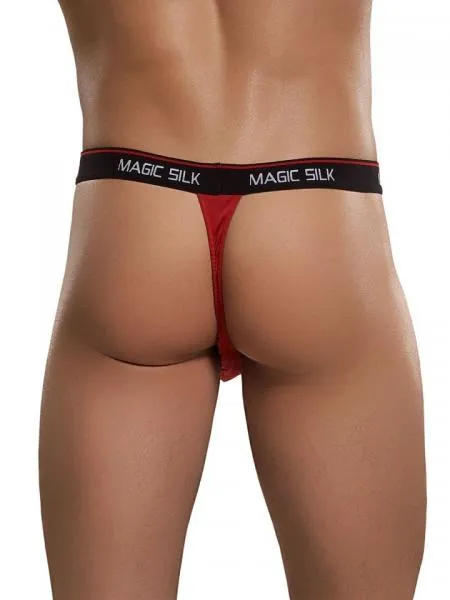 Men's 100% Silk Knit Micro Thong - Red -