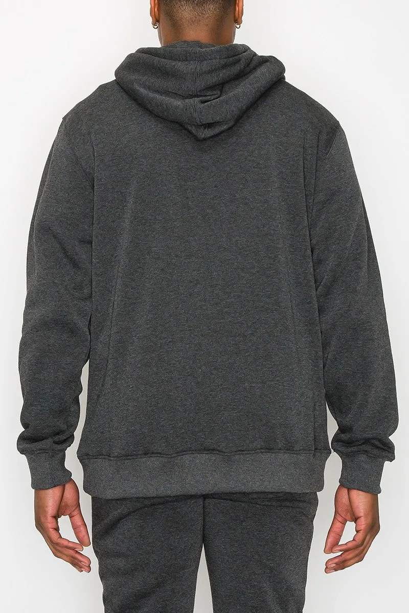 Men's Charcoal Gray Fleece Pullover Hoodie