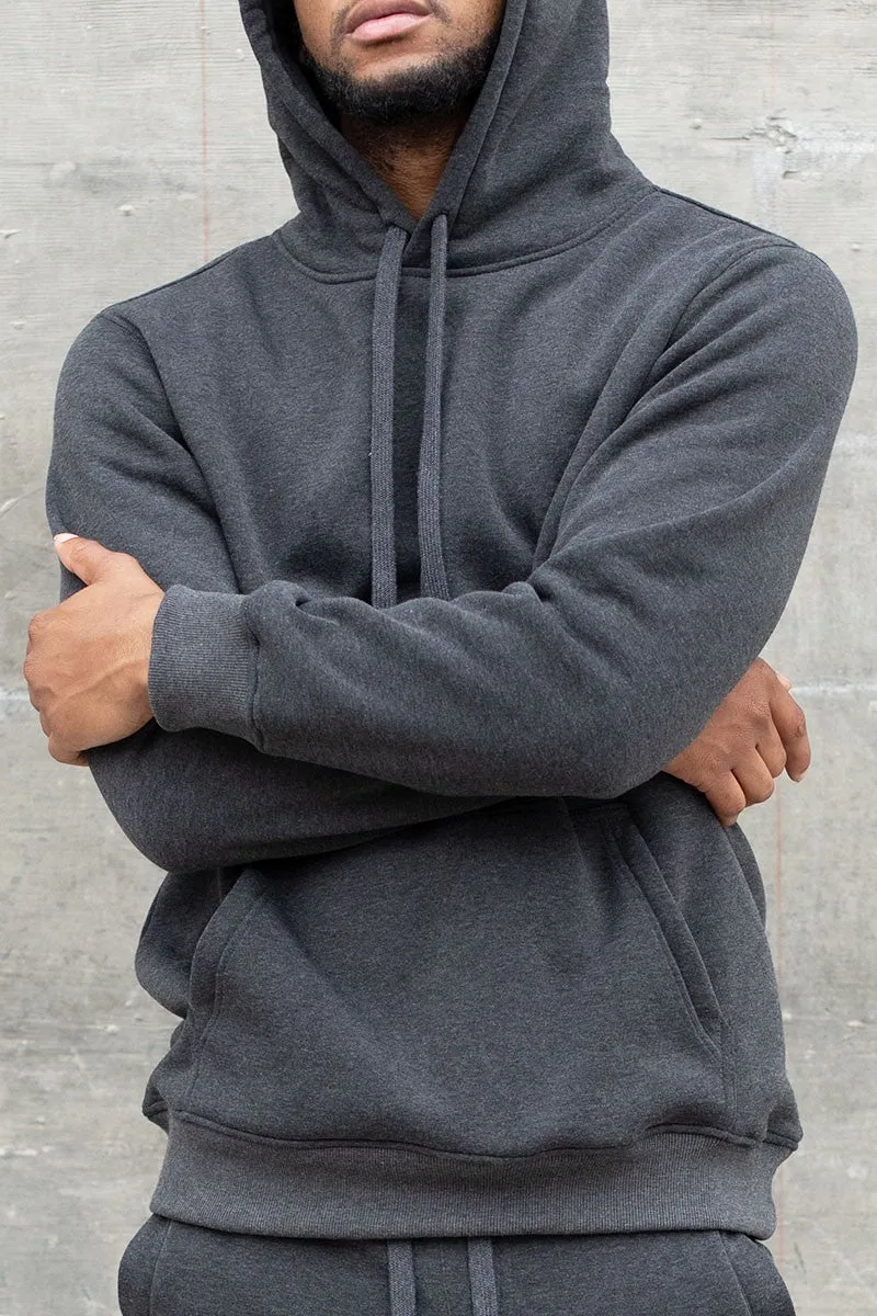 Men's Charcoal Gray Fleece Pullover Hoodie