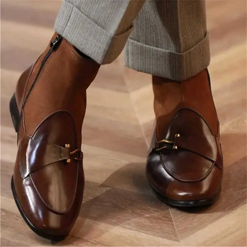 Men's Leather Ankle Boots Classic British Style