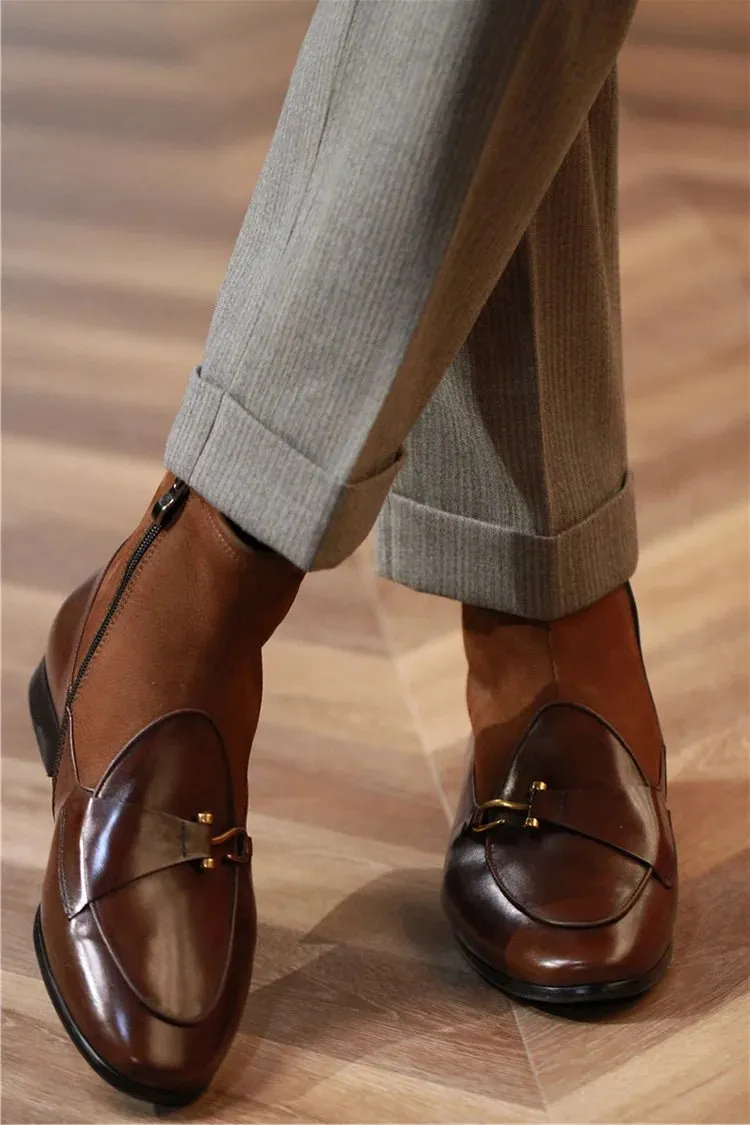Men's Leather Ankle Boots Classic British Style