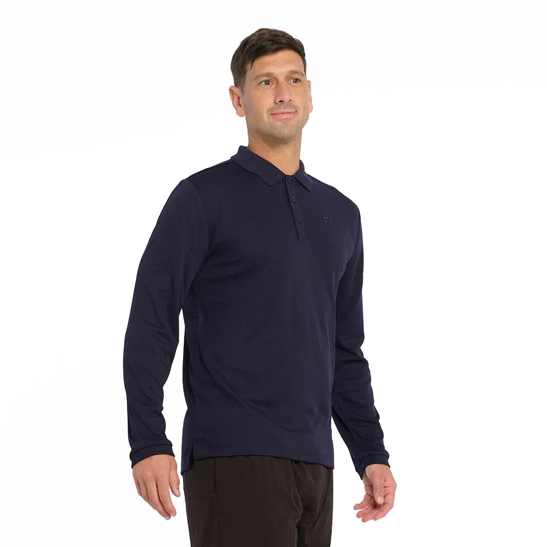 Mens Long Sleeve Polo - Navy