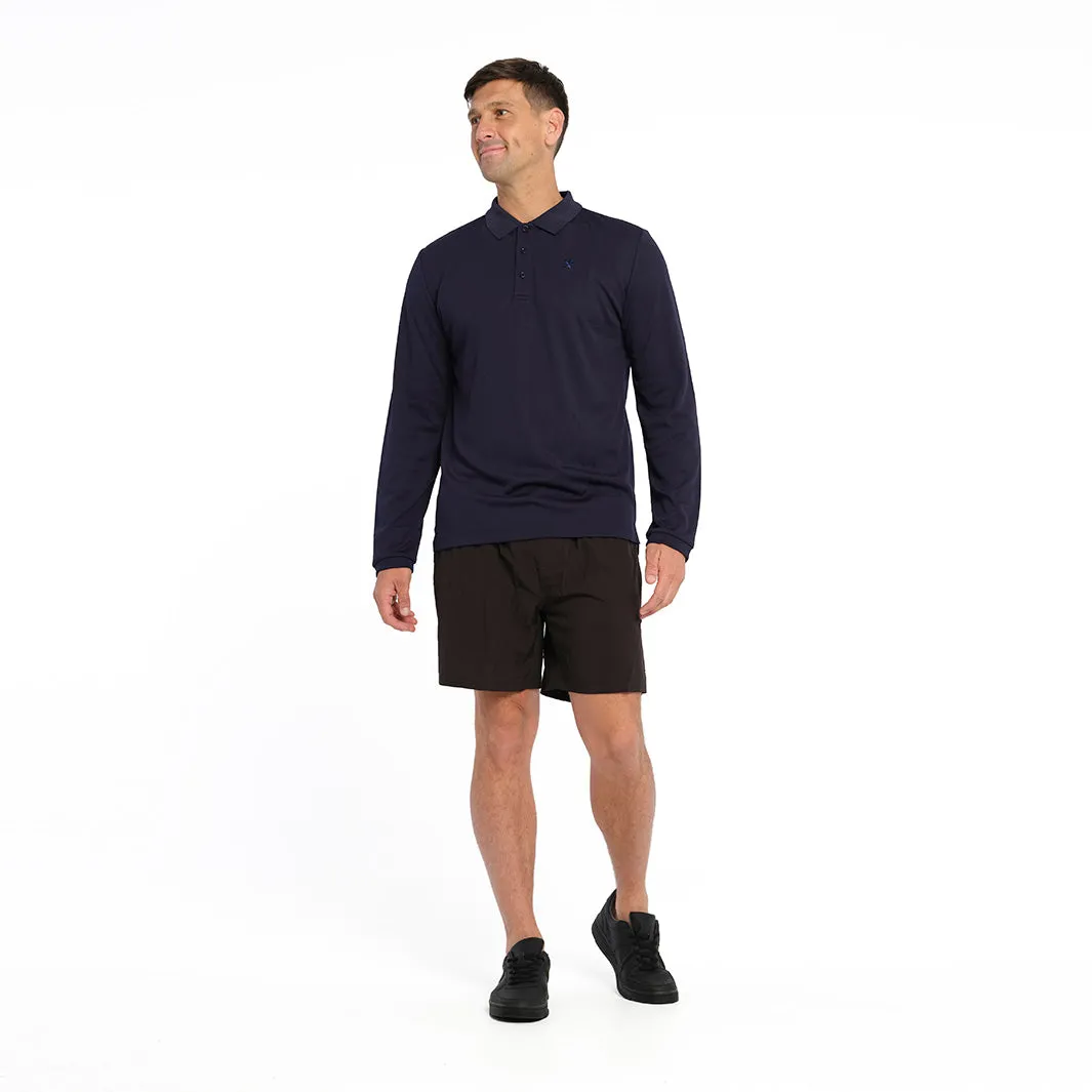 Mens Long Sleeve Polo - Navy