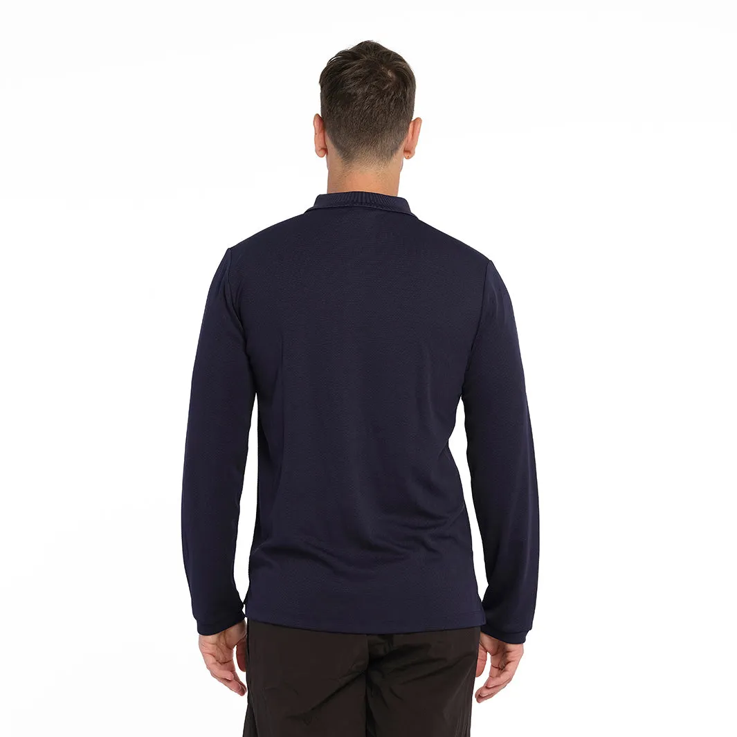 Mens Long Sleeve Polo - Navy