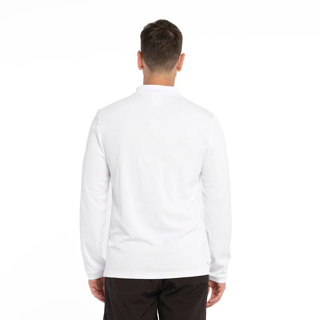 Mens Long Sleeve Polo - White