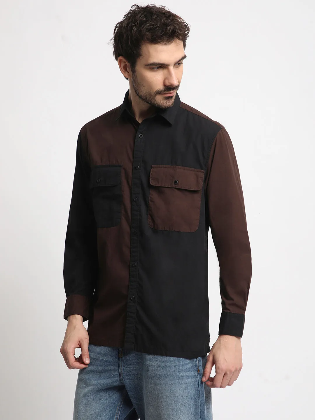 Men's Relaxed Black/Brown Shirts