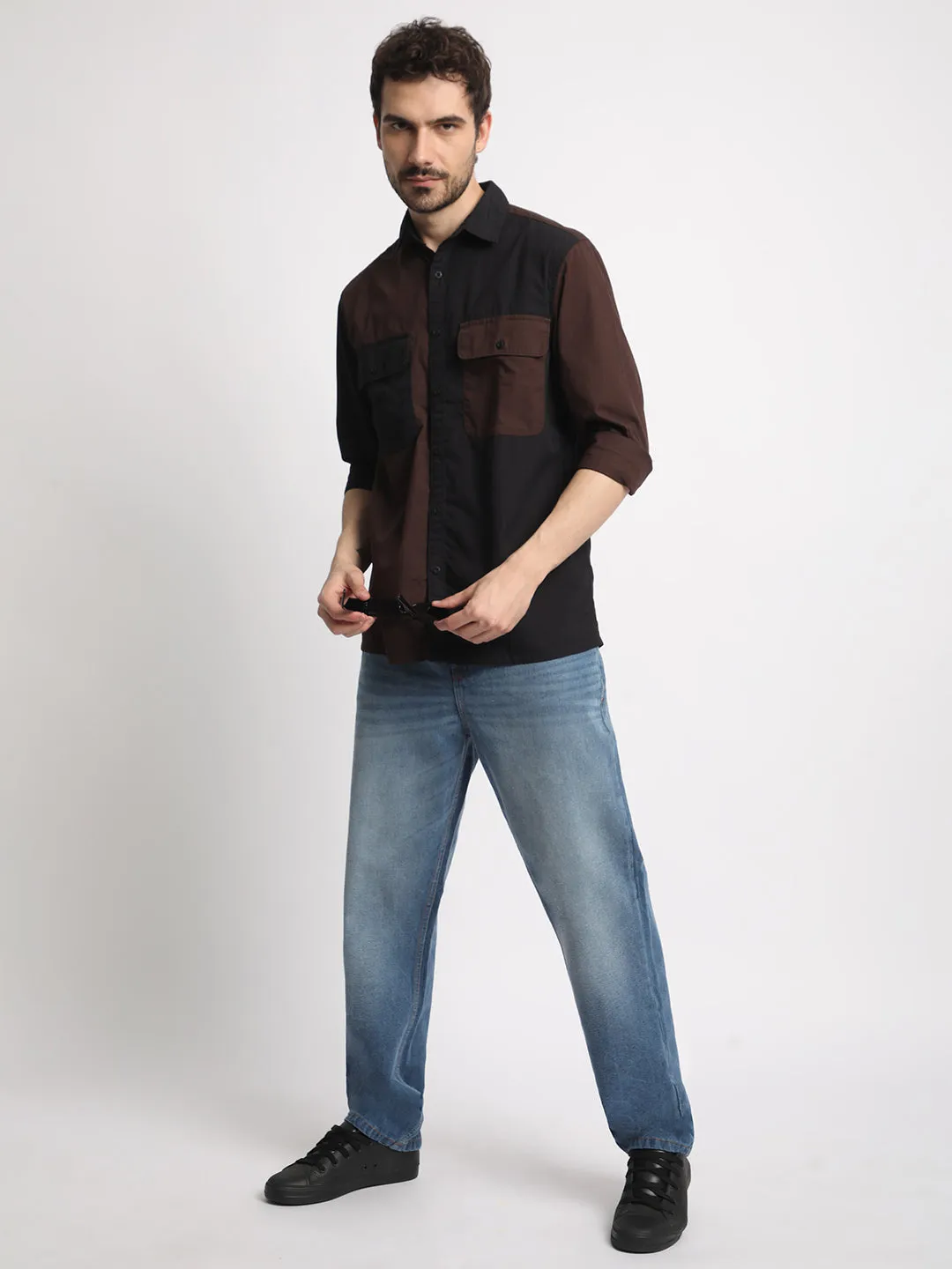 Men's Relaxed Black/Brown Shirts