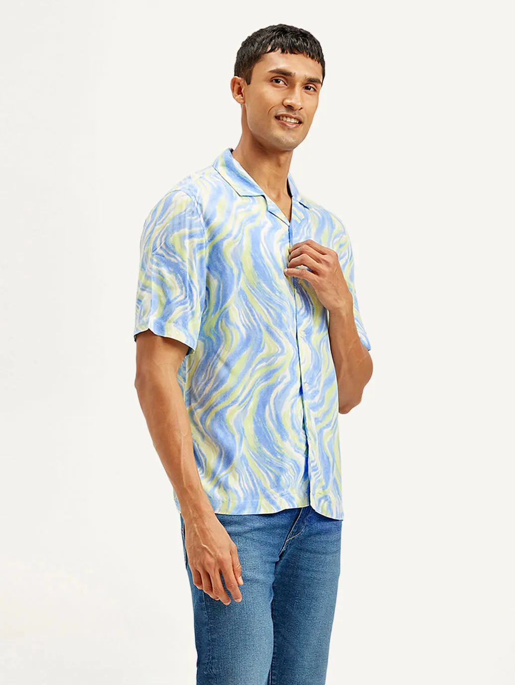 Men's Resort Collar Abstract Relaxed Fit Shirt