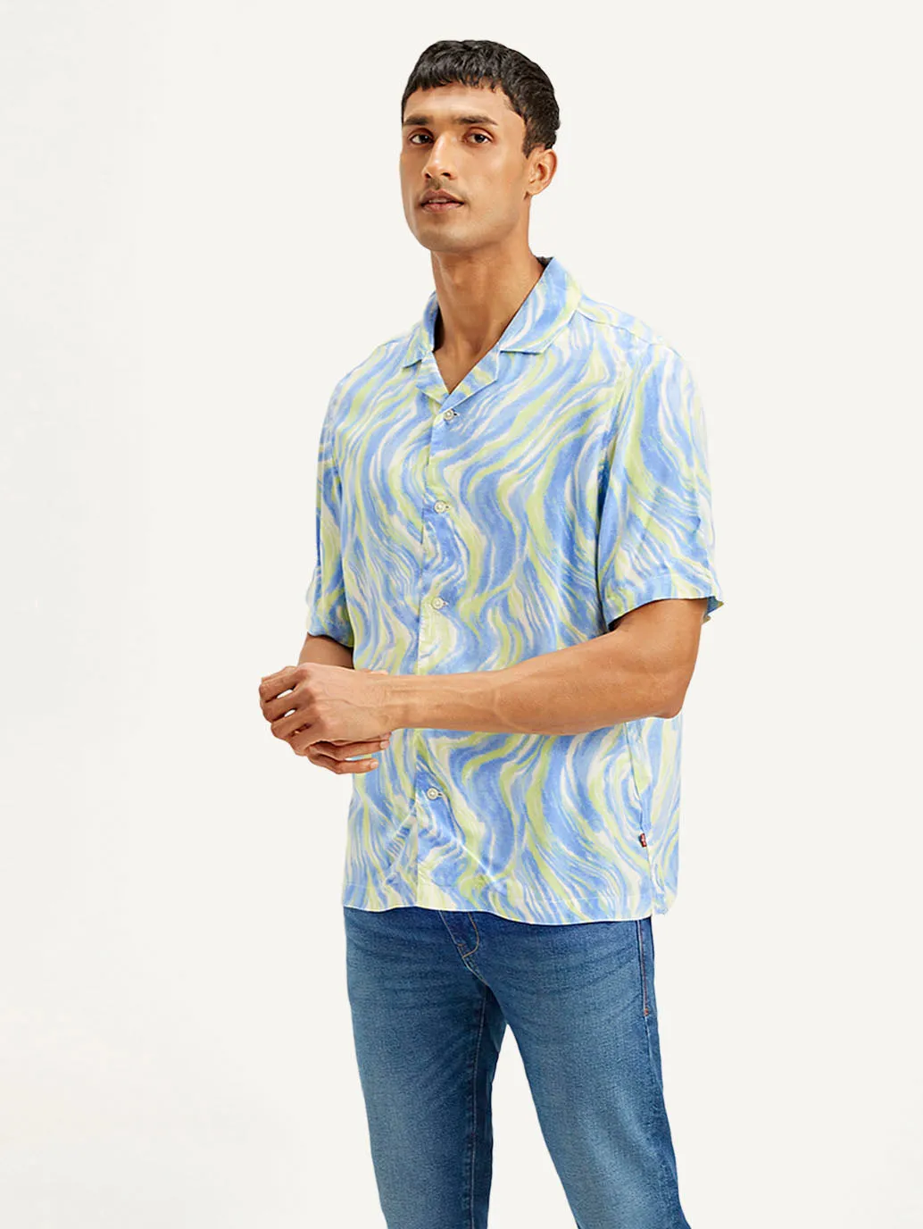 Men's Resort Collar Abstract Relaxed Fit Shirt