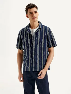 Men's Resort Collar Striped Relaxed Fit Shirt