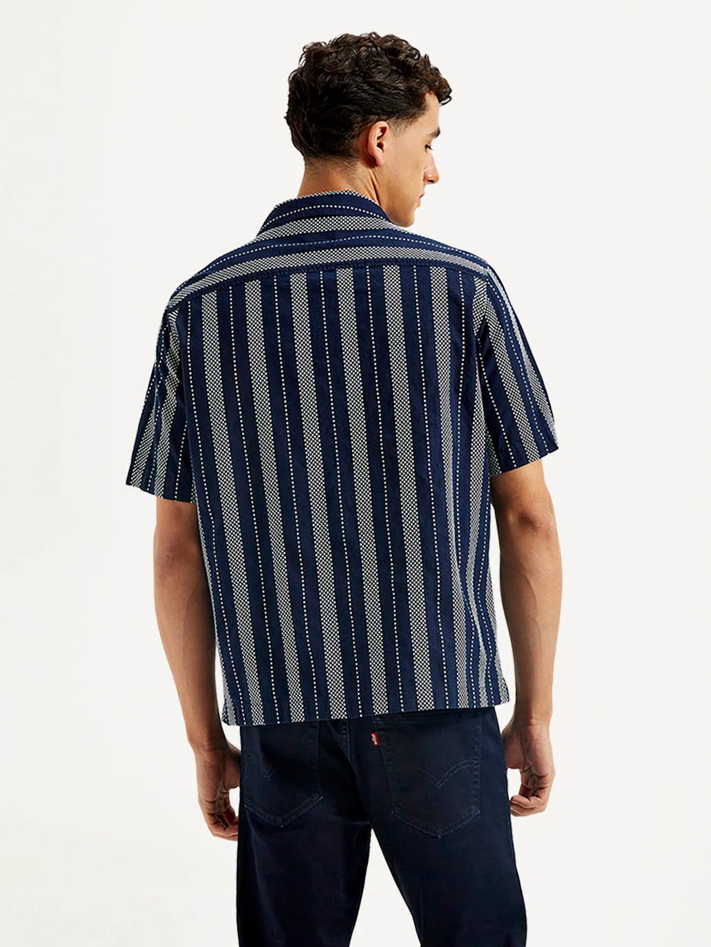 Men's Resort Collar Striped Relaxed Fit Shirt