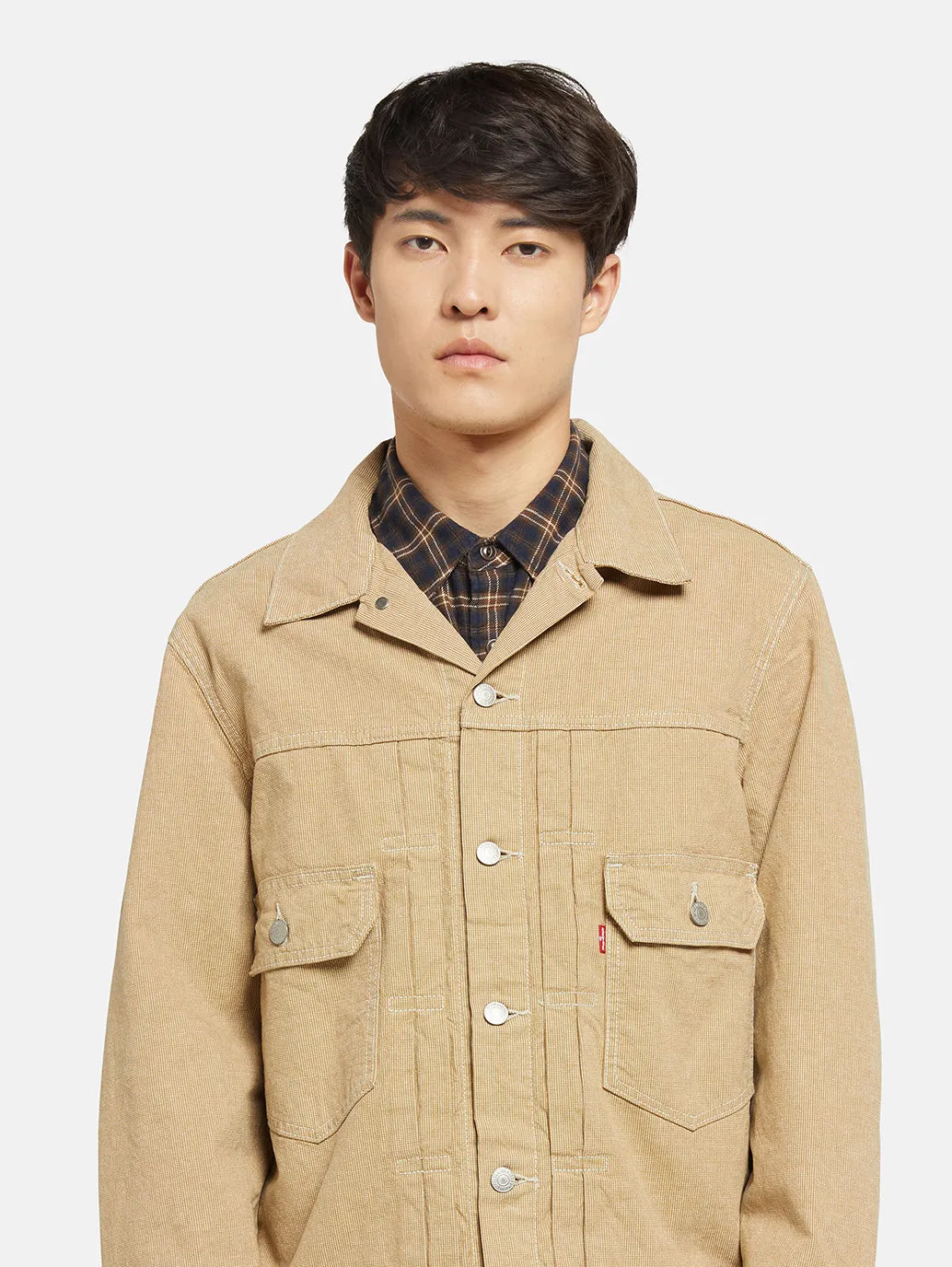Men's Solid Khaki Relaxed Fit Jacket