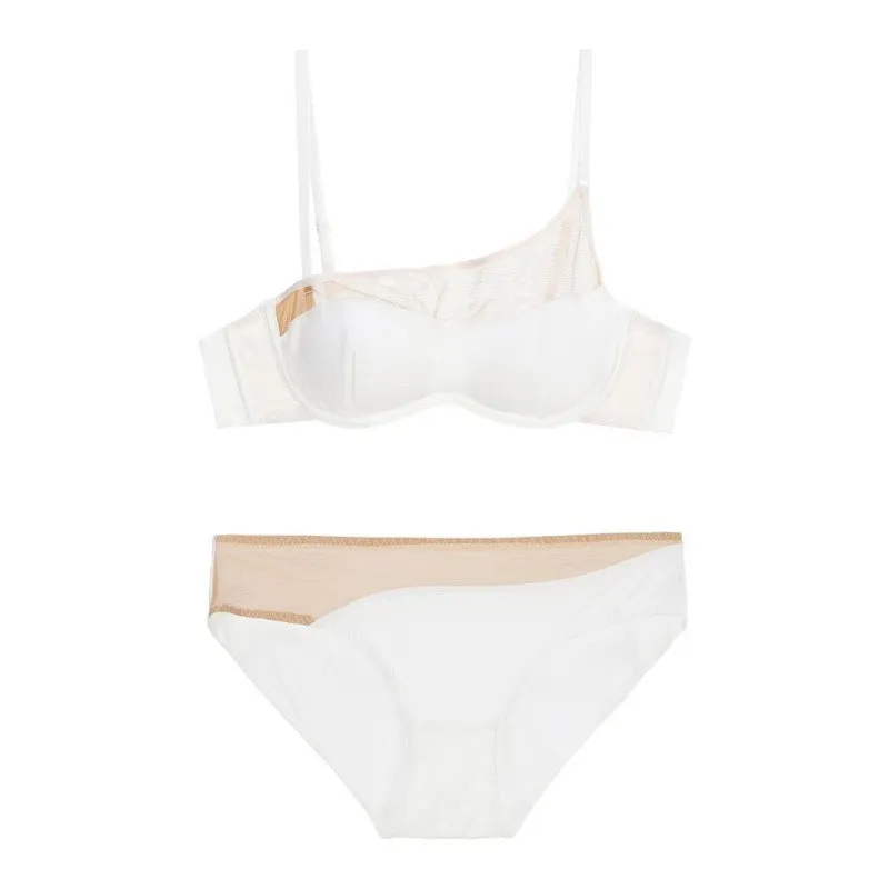 Mesh Cut Out Trim Bra and Panty Set
