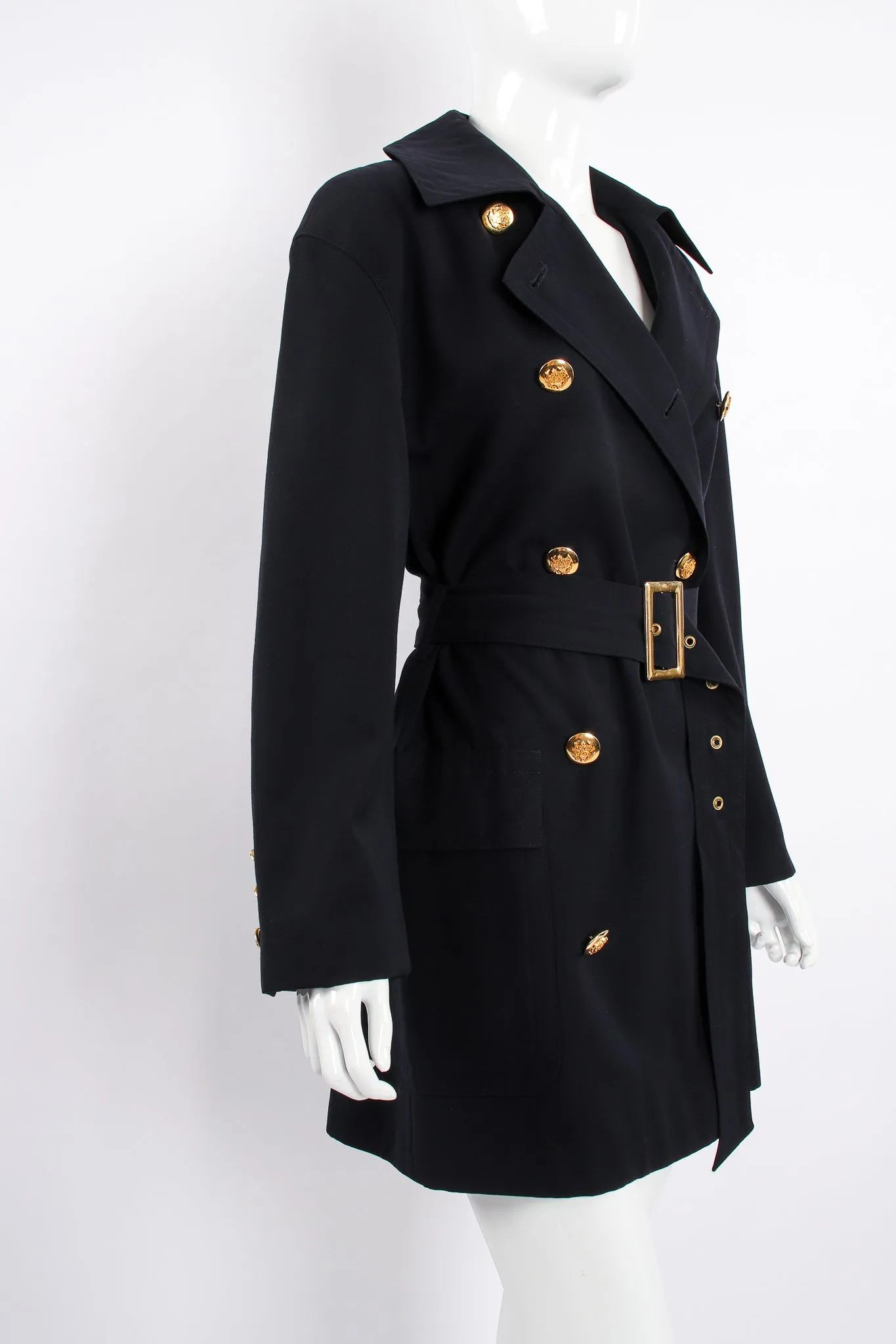 Midnight Belted Twill Trench