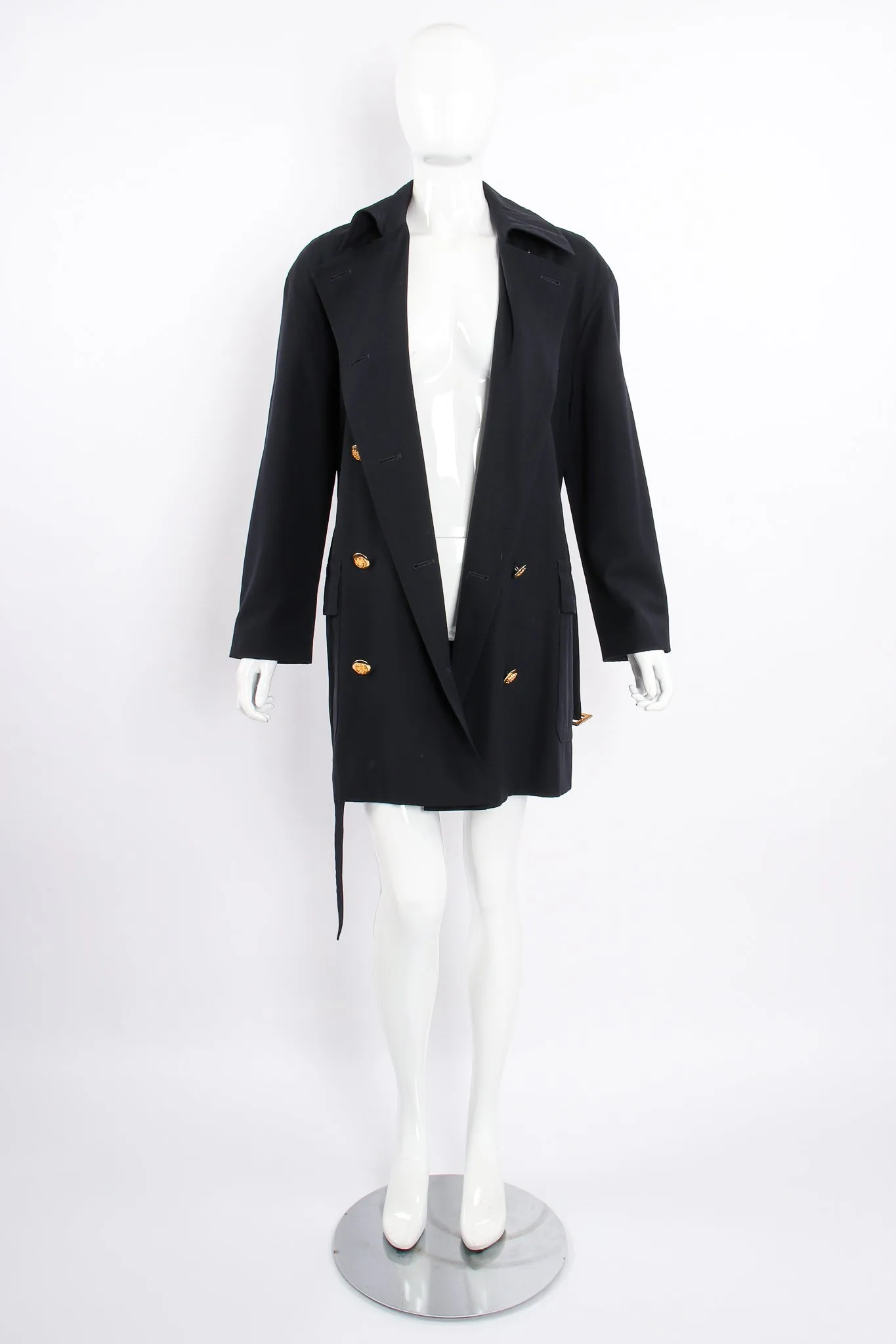 Midnight Belted Twill Trench