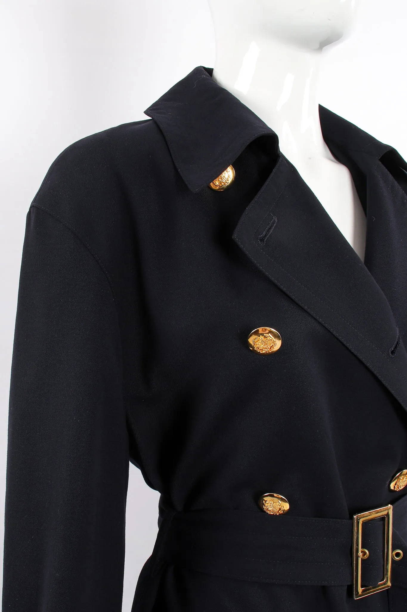 Midnight Belted Twill Trench