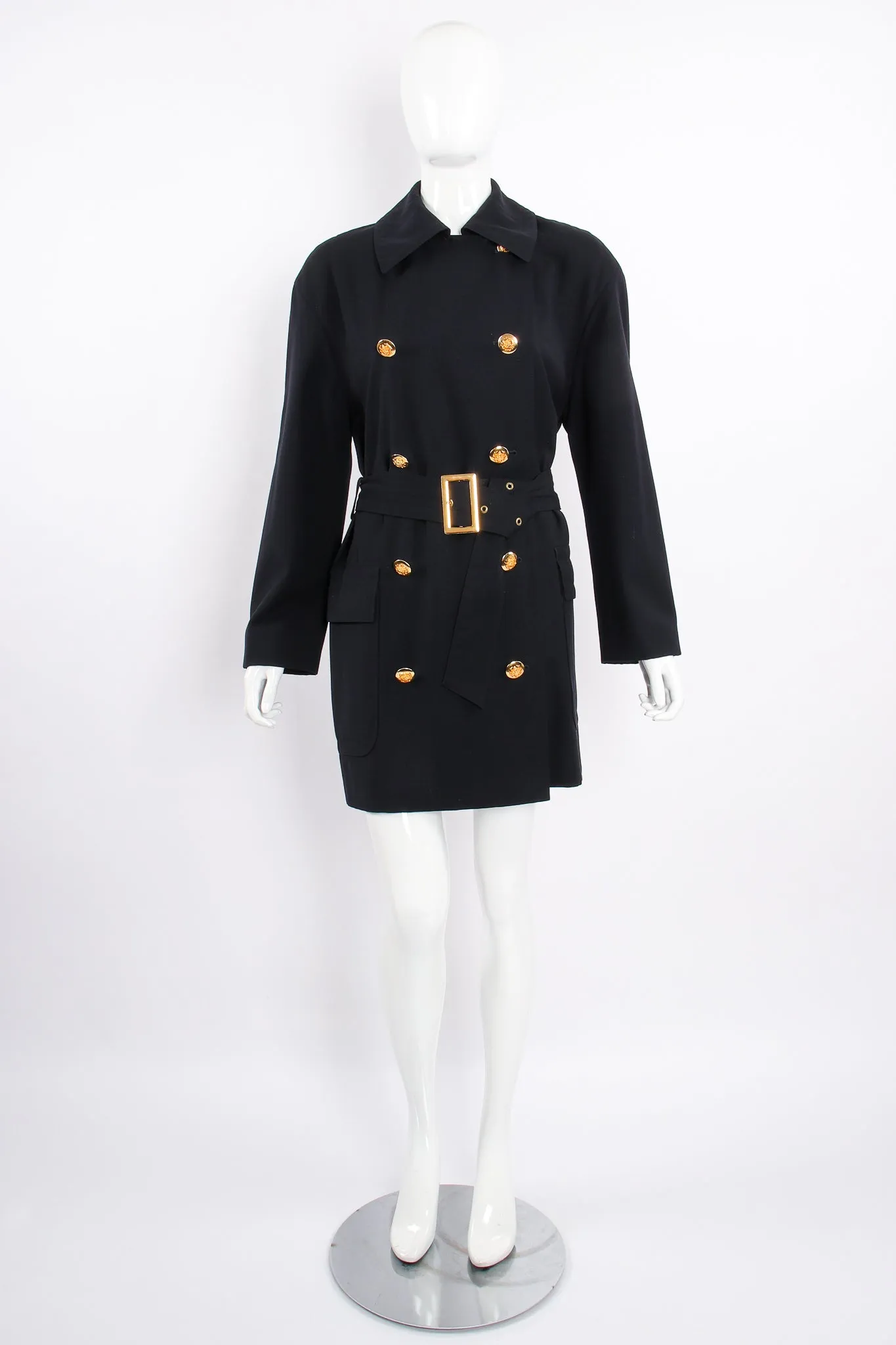 Midnight Belted Twill Trench