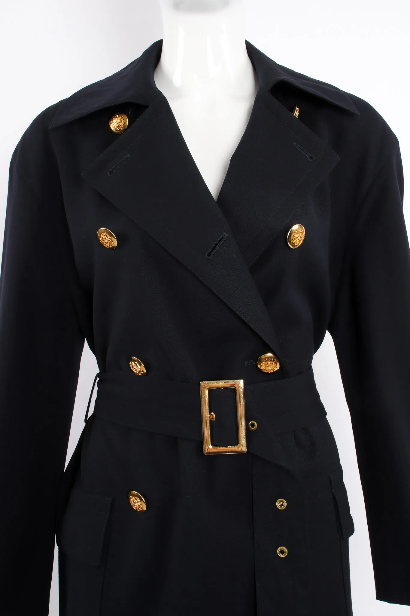 Midnight Belted Twill Trench