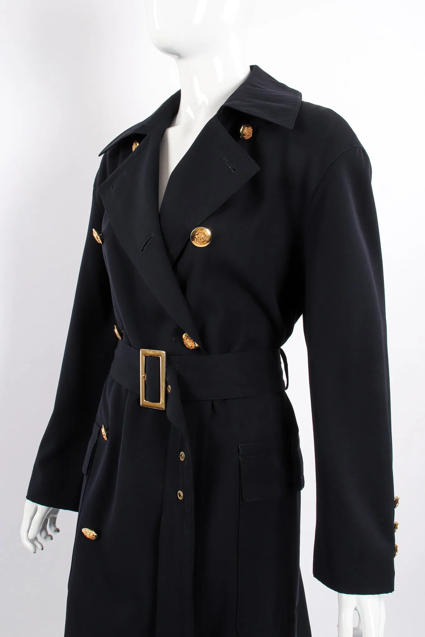Midnight Belted Twill Trench
