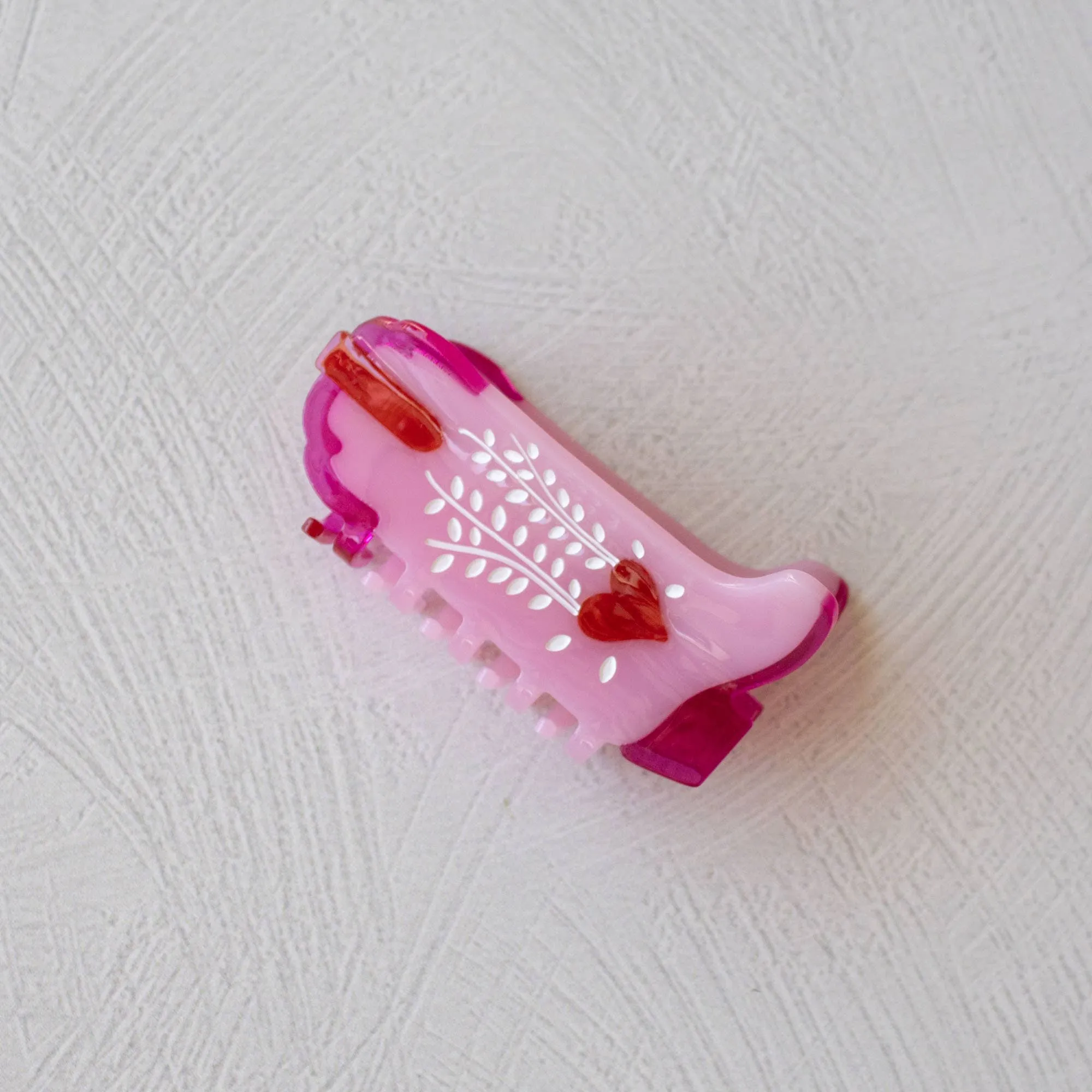 Mint Caramel Sweet Heart Cowboy Boots Claw Clip