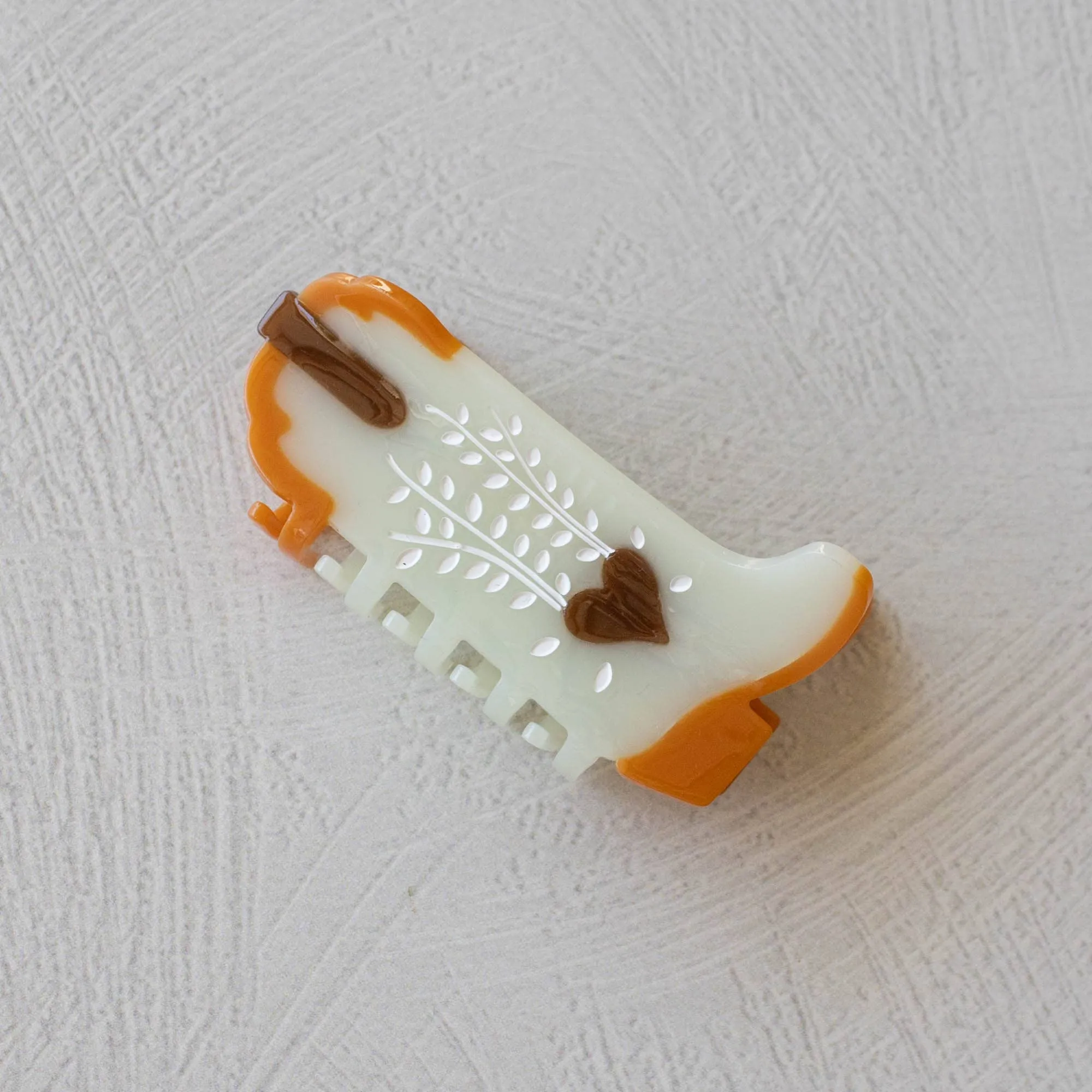 Mint Caramel Sweet Heart Cowboy Boots Claw Clip