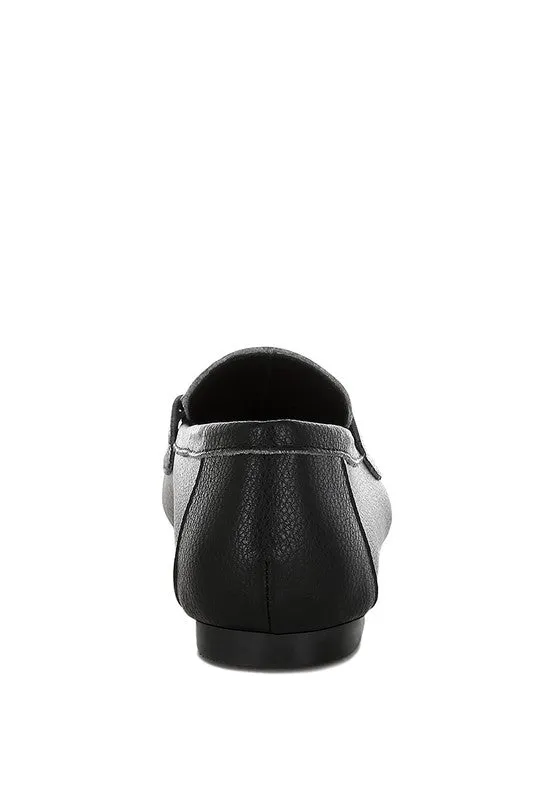 Modaha Horsebit & Embellished Real Black Leather Loafers