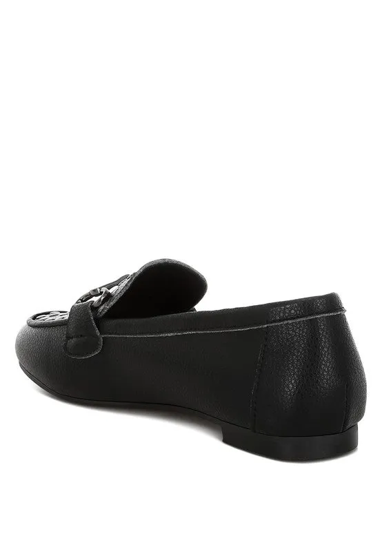 Modaha Horsebit & Embellished Real Black Leather Loafers