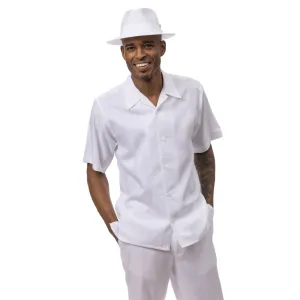 Montique Crest Set in White Men’s Wave Pattern Walking Suit
