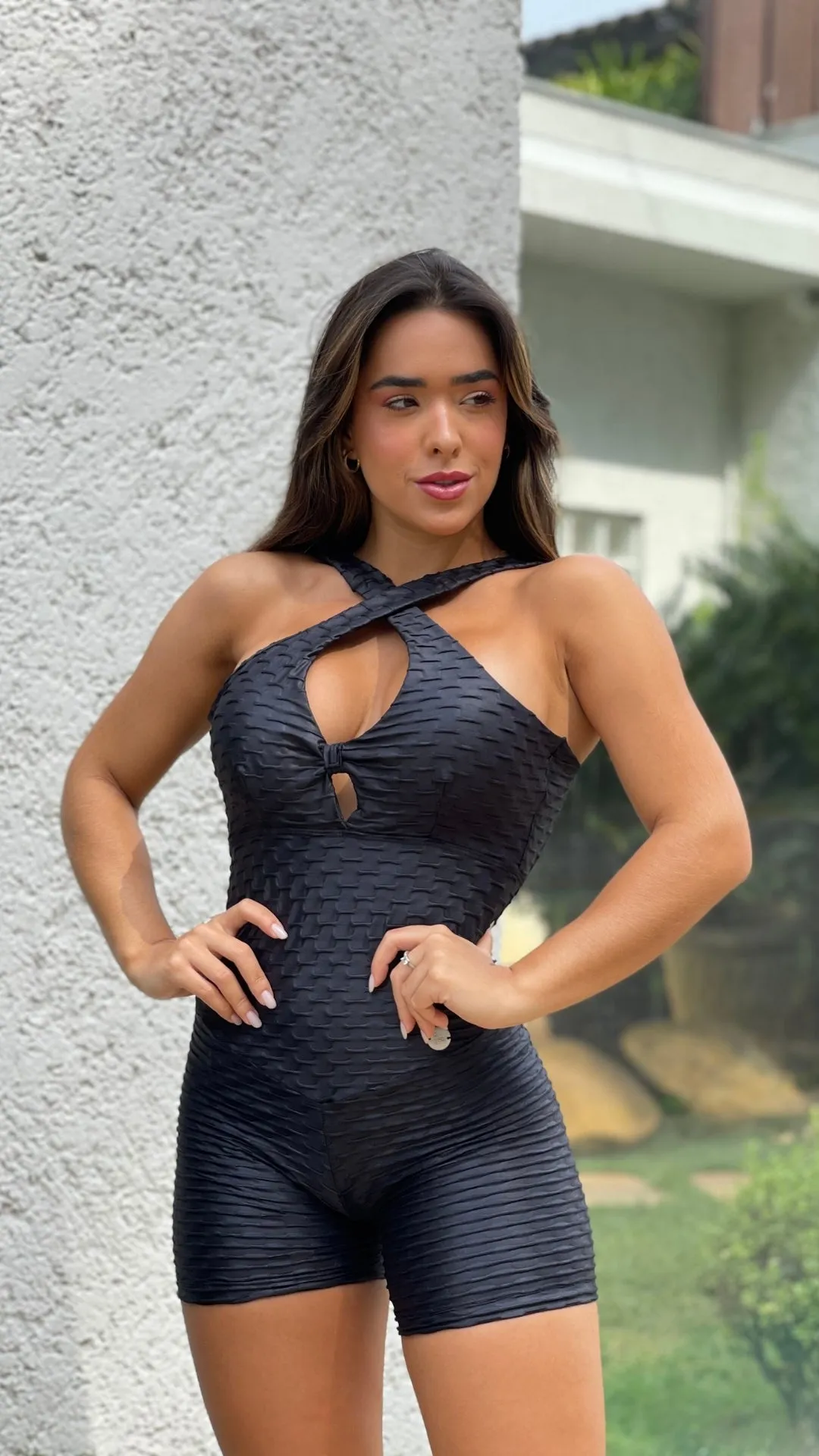 MSW Black Textured Romper