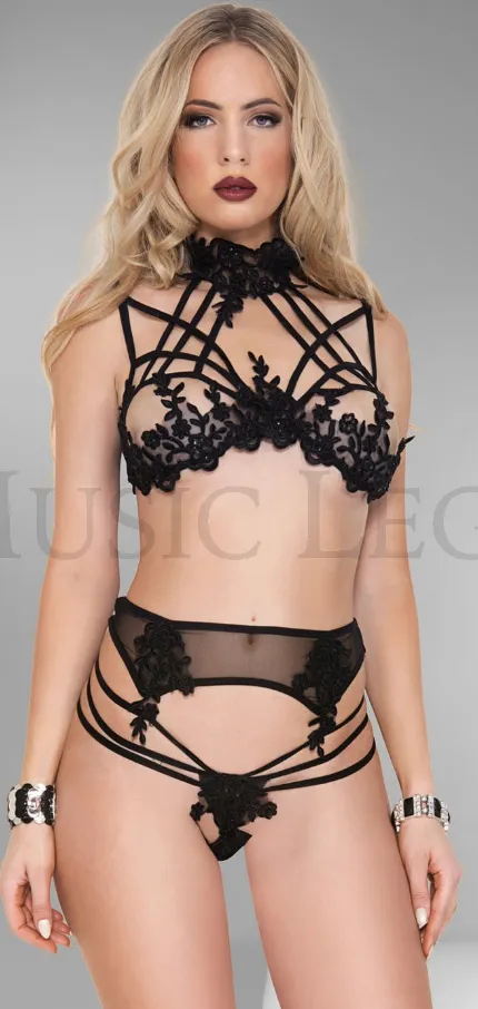 Music Legs Flower Lingerie Set 59073