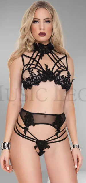 Music Legs Flower Lingerie Set 59073
