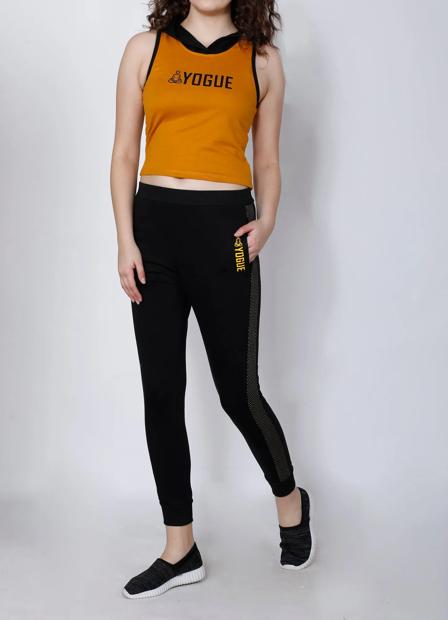 Mustard Sleeveless Crop Hoodie