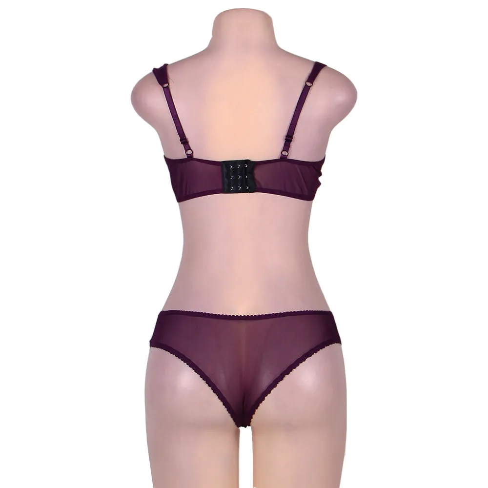 Naughty Purple Cute Boudoir Bra Set With Steel Ring Egypt