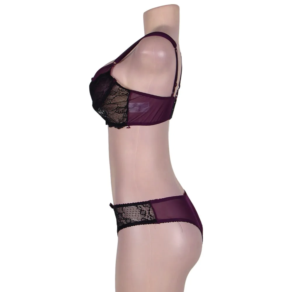 Naughty Purple Cute Boudoir Bra Set With Steel Ring Egypt