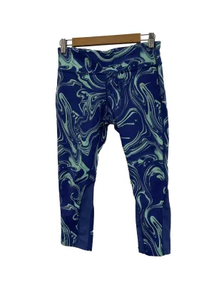 Navy Blue And Green Swirl Crop Tights