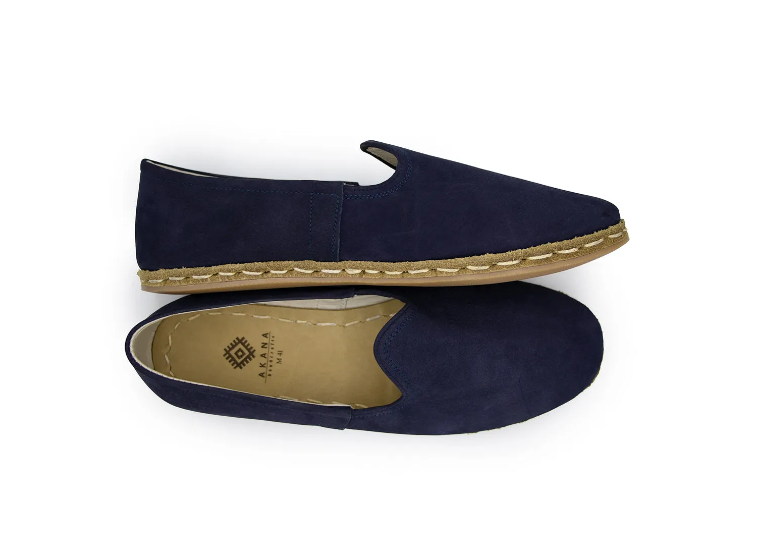 Navy Blue Leather Loafers