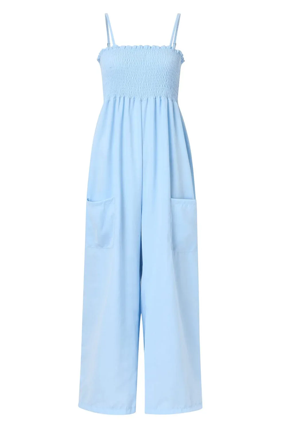 Naylor Smocked Spaghetti Strap Wide Leg Jumpsuit