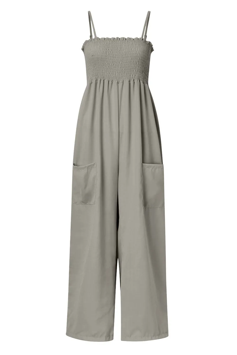 Naylor Smocked Spaghetti Strap Wide Leg Jumpsuit