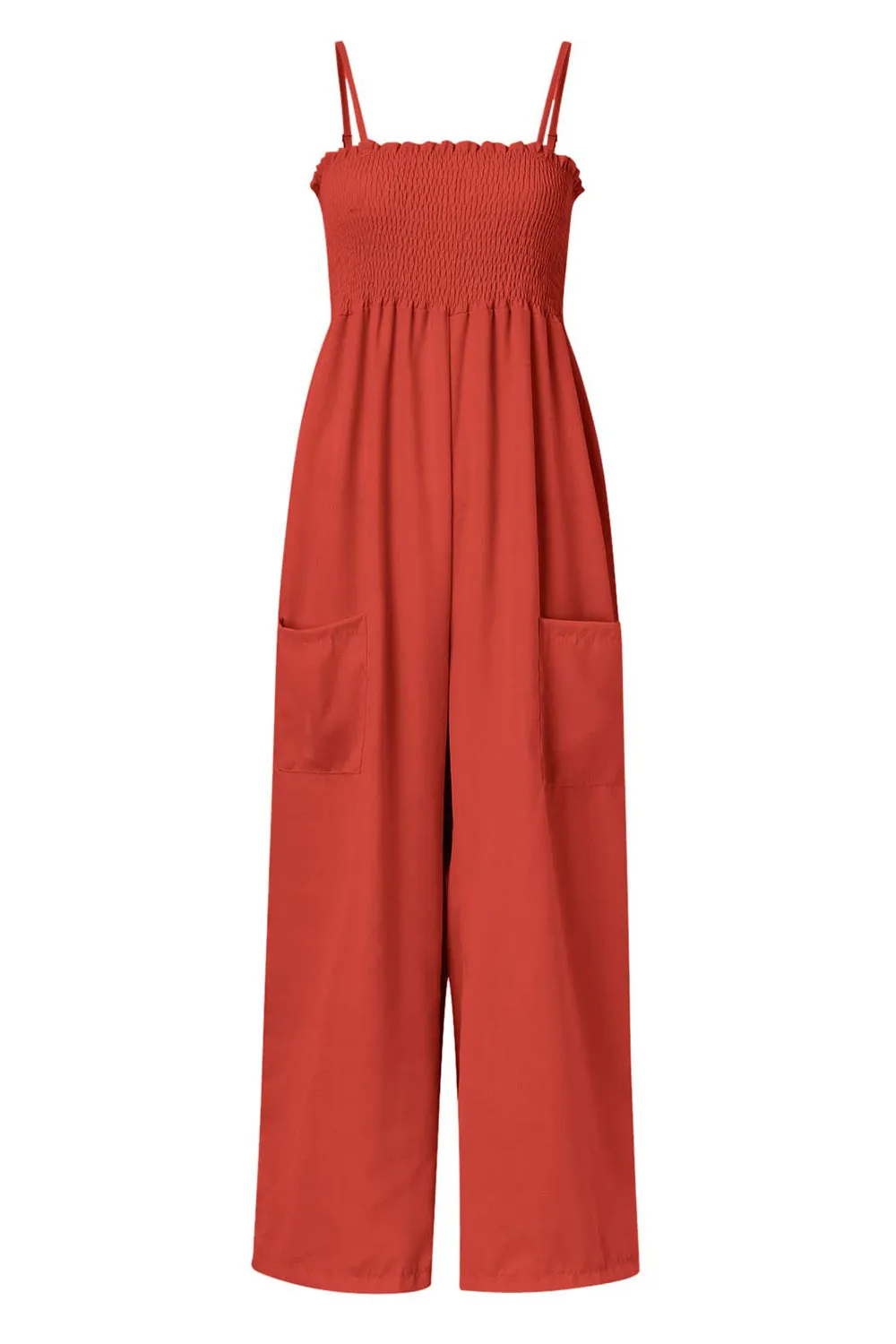 Naylor Smocked Spaghetti Strap Wide Leg Jumpsuit