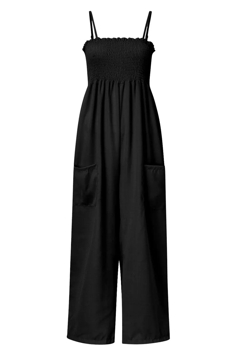 Naylor Smocked Spaghetti Strap Wide Leg Jumpsuit