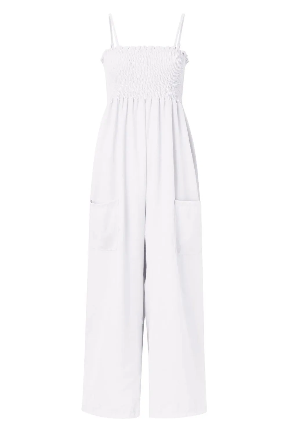 Naylor Smocked Spaghetti Strap Wide Leg Jumpsuit