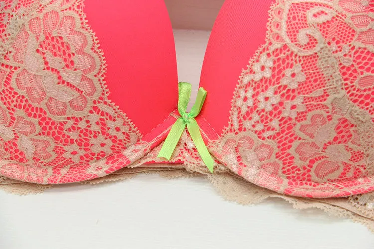 New 2015 Women's Underwear Set, Sexy Lace Bra Sets for women Embroidery 3/4 Cup B Cup Bra Sets Push Up Bra