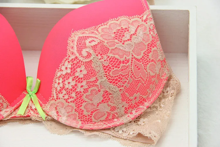 New 2015 Women's Underwear Set, Sexy Lace Bra Sets for women Embroidery 3/4 Cup B Cup Bra Sets Push Up Bra