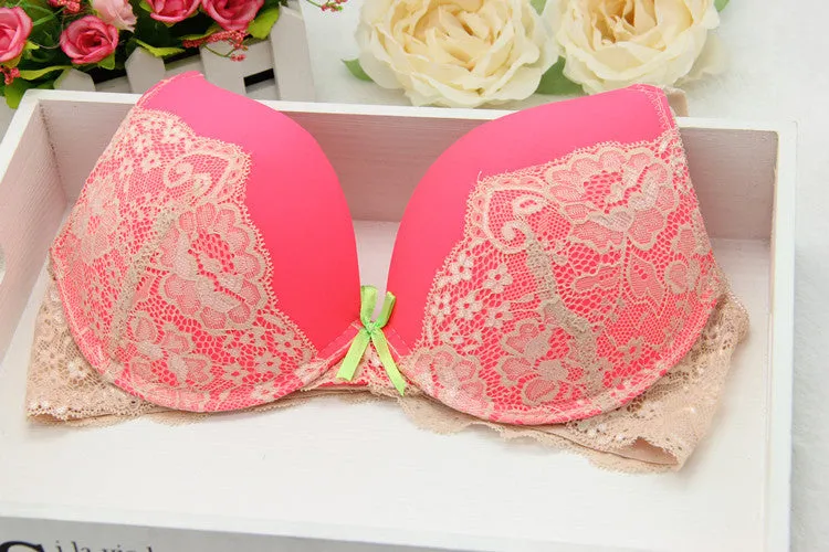 New 2015 Women's Underwear Set, Sexy Lace Bra Sets for women Embroidery 3/4 Cup B Cup Bra Sets Push Up Bra