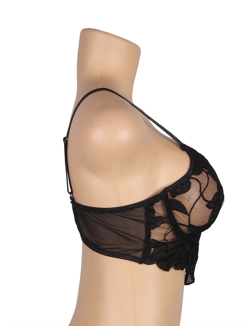 New Black Floral Lace Underwire Bra