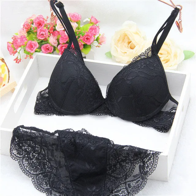 New Brand Women underwear Bra Sets , BRA   Hollow Panties Lace bra Sexy push up bra and briefs sets brassiere lingerie set