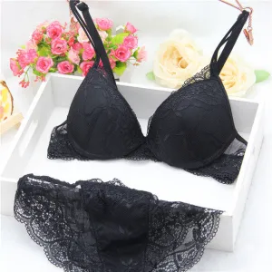 New Brand Women underwear Bra Sets , BRA   Hollow Panties Lace bra Sexy push up bra and briefs sets brassiere lingerie set